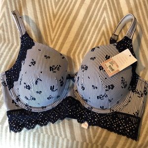 NWT Navy and white long line bra